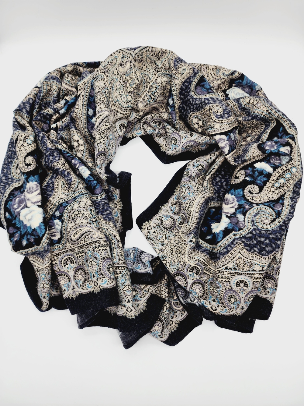 Sonia Rykiel Vintage Paisley Floral Wool Silk Wrap Scarf Shawl Large